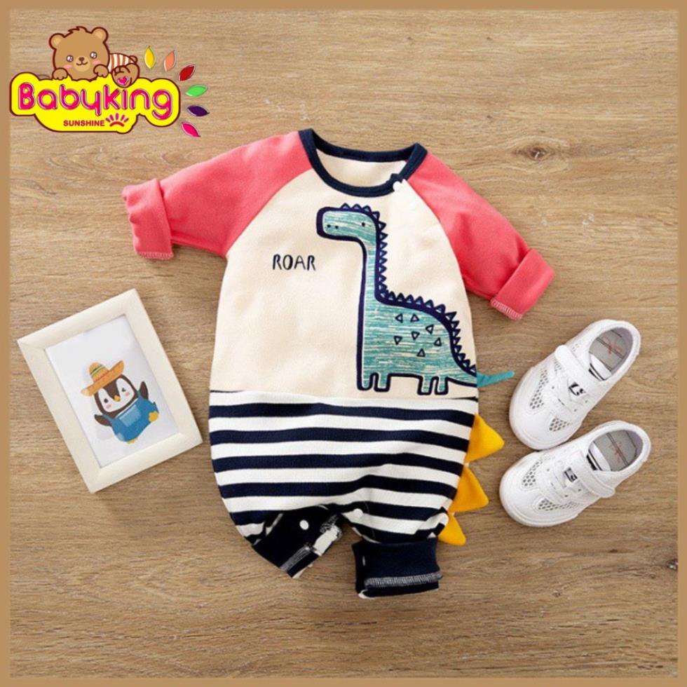 BodySuit giáng sinh noel cho bé,áo liền quần dễ thương dài tay kiểu khủng long tím đỏ (2356),cotton 100%,Aiueo Nhật.
