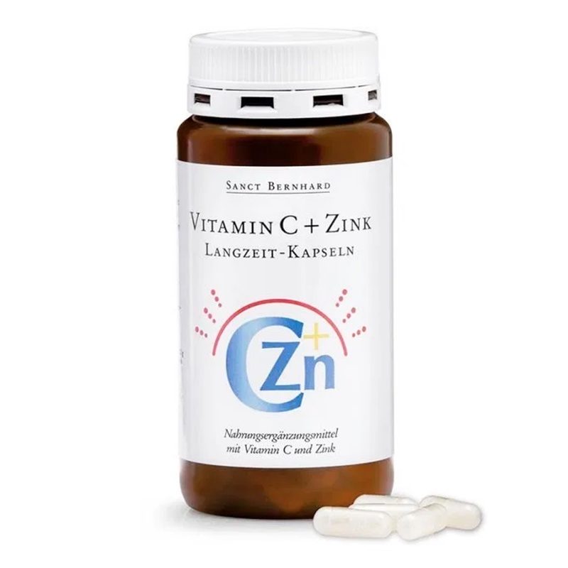 Sanct Bernhard Vitamin C + Zink - Bổ sung kẽm và Vitamin C giúp đẹp da (Lọ 60 viên)