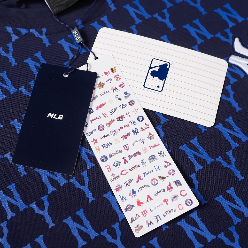 ❤❀  ❤ Áo Thun Cotton Ngắn Tay Thêu Họa Tiết MLB NY Thời Trang Cho Cặp Đôi