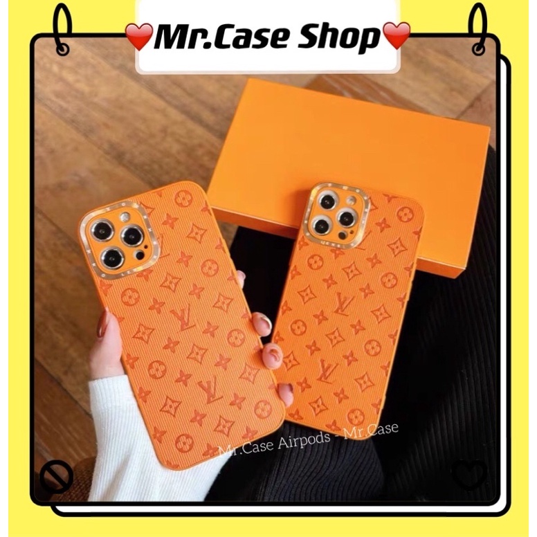 Ốp Lưng Điện Thoại iPhone Ốp Da Dập Nổi Hoạ Tiết Màu Cam Nổi Bật Cho iPhone Xsmax 11Promax 12Promax