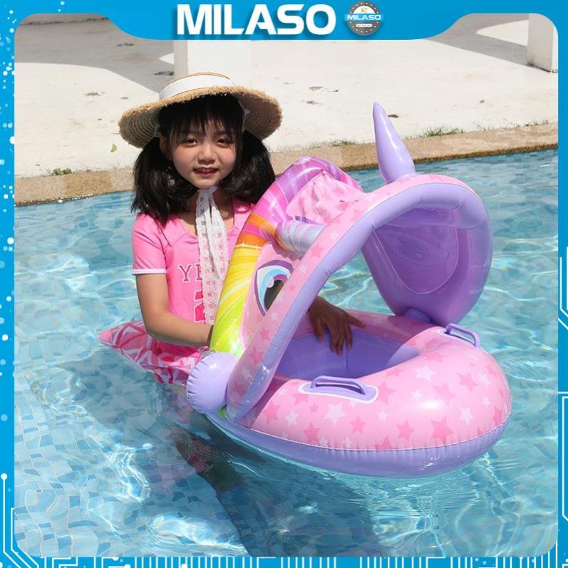 Phao Bơi Trẻ Em MILASO Phao Bơi Cho Bé Xỏ Chân Chống Lật Họa Tiết Khủng Long Đáng Yêu Có Mái Che SS-001390