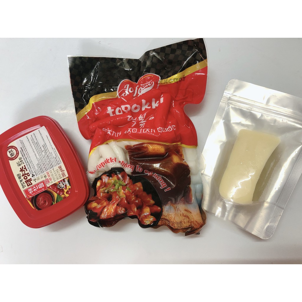 500g bánh gạo Jofood kèm hộp tương Gochujang 200g Hàn Quốc + 100g phô mai Mozzazzella