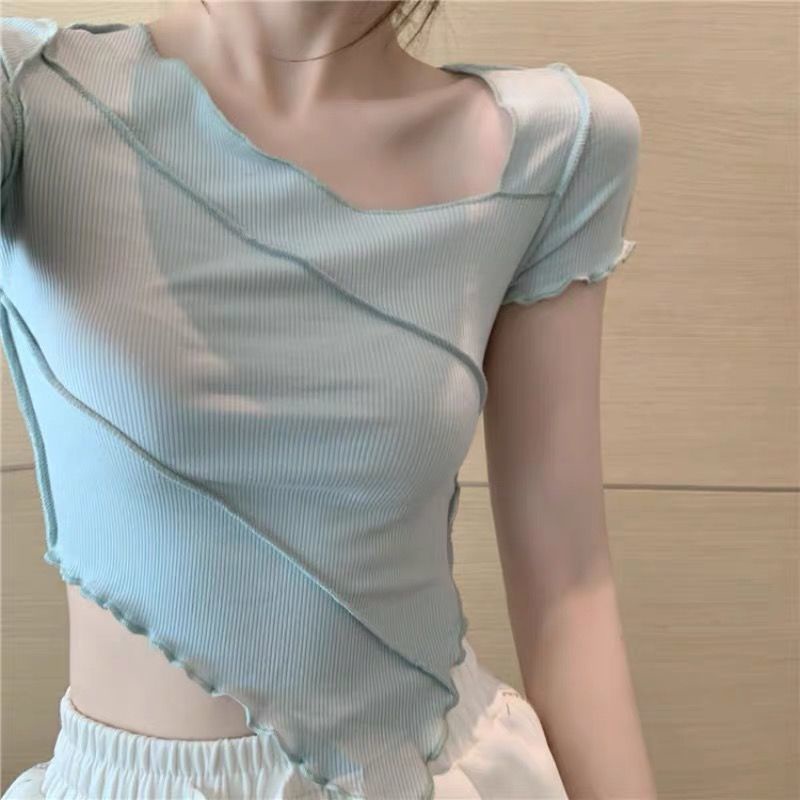 Áo Croptop Cổ Tròn Thời Trang Mùa Hè Dành Cho Nữ