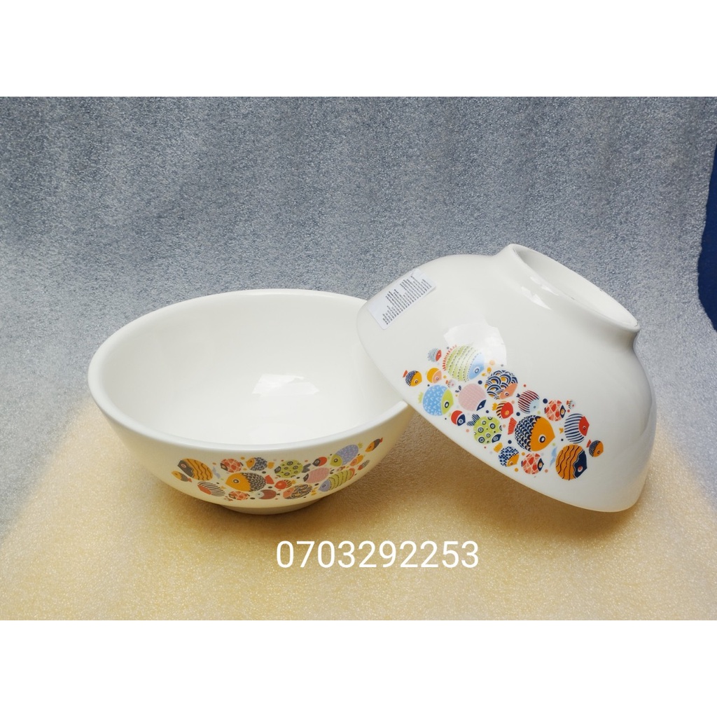 combo 2 tô sứ ăn phở 18cm họa tiết cá