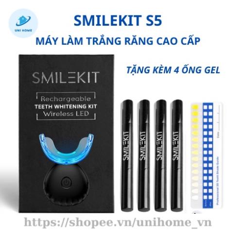 Máy làm trắng răng tại nhà TRENDZY + 4 ống Gel, không ê buốt, thành phần tự nhiên, Sạc USB, chống nước IPX7