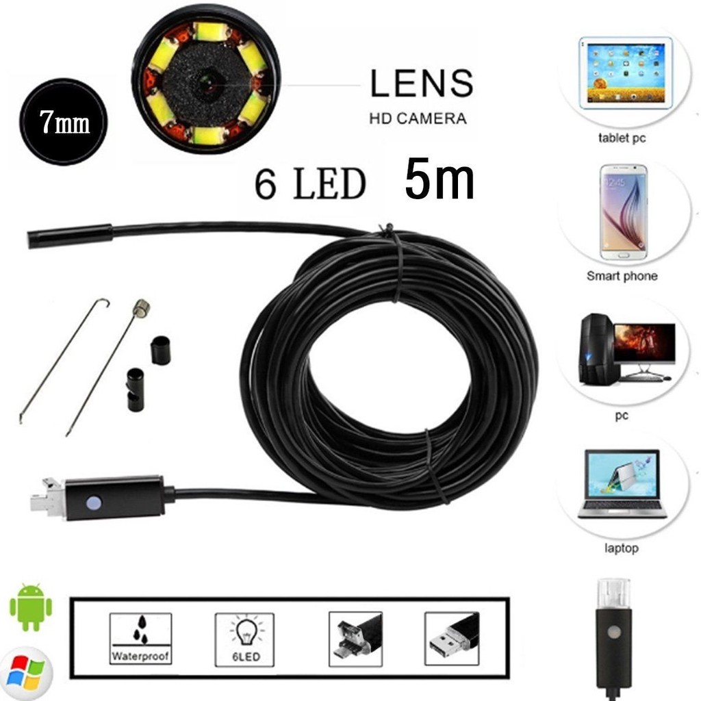 Camera Nội Soi 7mm Android Pc Hd Chống Nước Kết Nối Usb