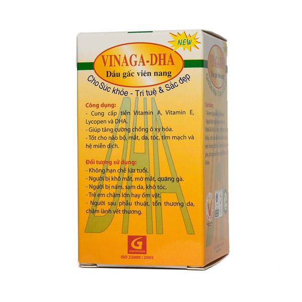 Dầu gấc VINAGA DHA - Sáng mắt đẹp da - từ tinh dầu gấc lọ 100v bổ mắt, giảm cận thị, mờ mắt, giảm lão hóa - Chính Hãng