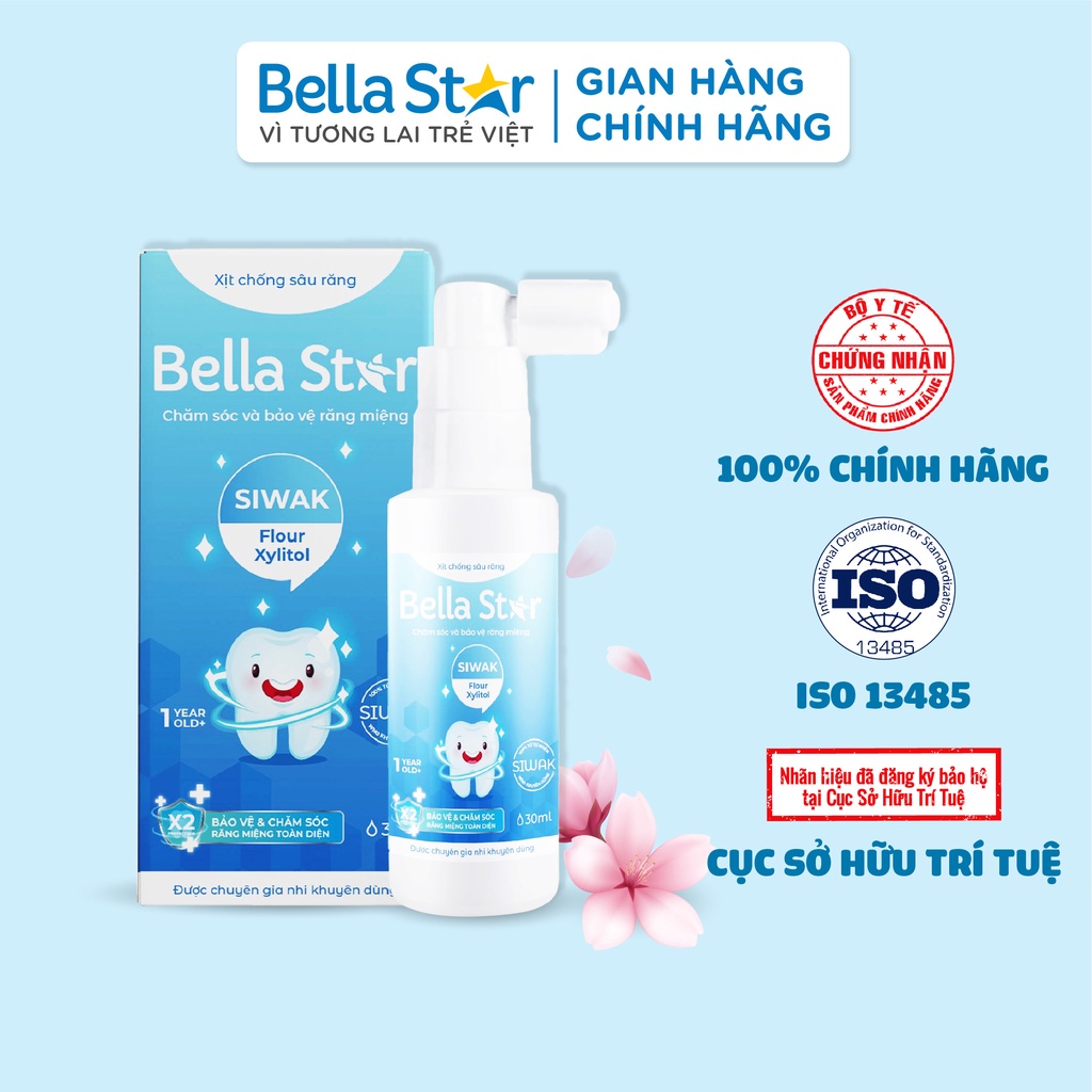 Xịt Sâu Răng Cho Bé BELLA STAR Hương Nho Dịu Ngọt Giúp Phòng Ngừa Sâu Răng, Bảo Vệ Men Răng Chai 30ml