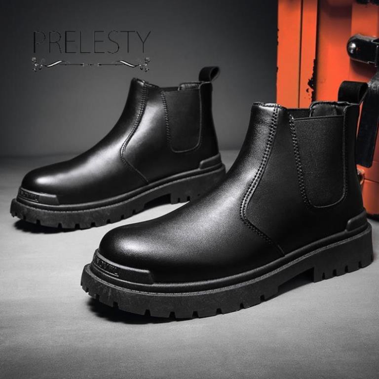 Giày bốt Chelsea đế dày thoải mái màu đen lịch lãm thời trang mùa đông dành cho nam -o97 [Sale]