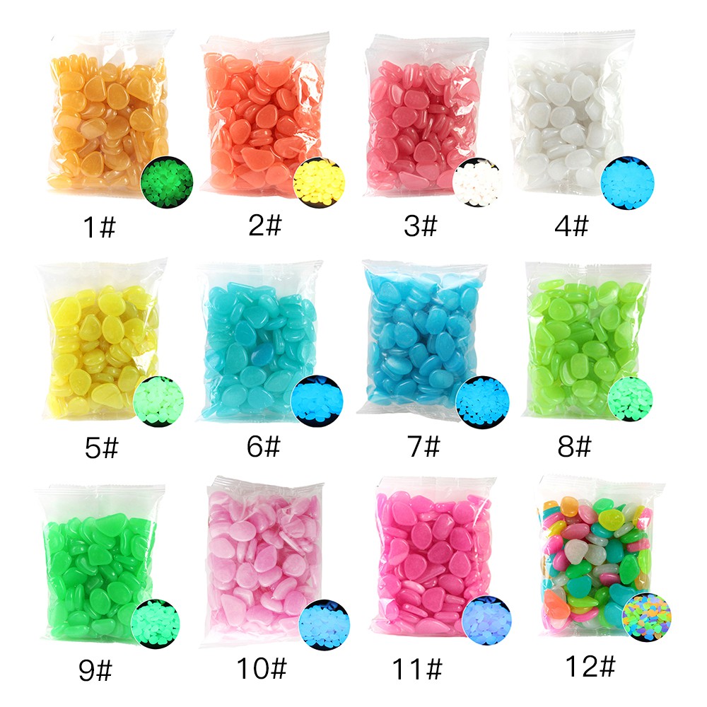 Bộ 100 Viên đá phát sáng dạ quang trang trí bể cá