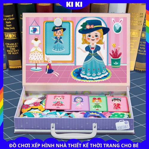 Đồ chơi gỗ ghép hình, xếp hình nhà thiết kế thời trang, động vật, số bằng nam châm cho trẻ em, bé trai, gái 2 3 4 5 tuổi