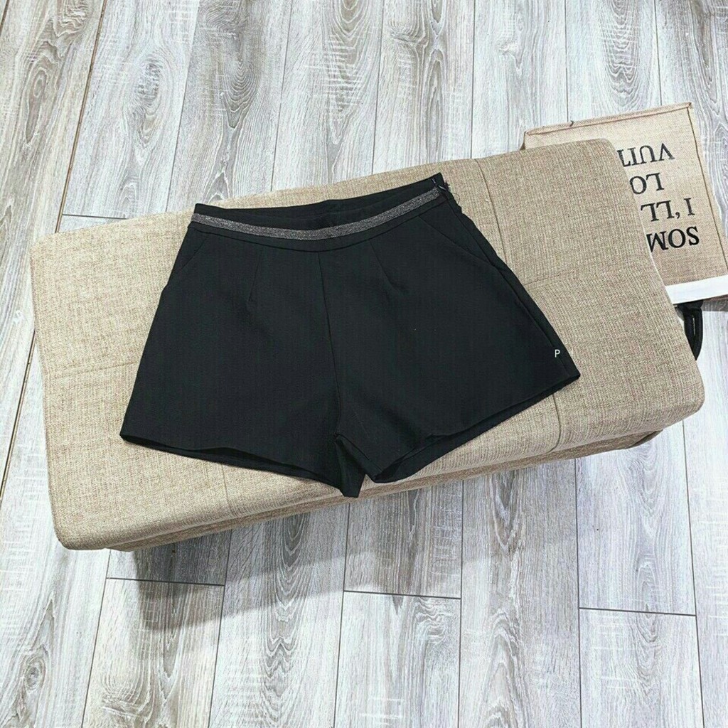 QUẦN SHORT LƯNG CAO VIỀN KIM TUYẾN VẢI CAO CẤP
