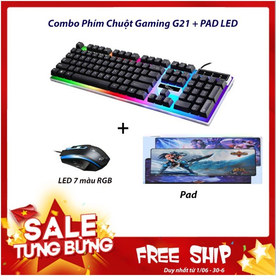 Combo Bàn Phím Và Chuột G21 Pro Led 7 Màu Và Lót Chuột Siêu Lớn | BigBuy360 - bigbuy360.vn