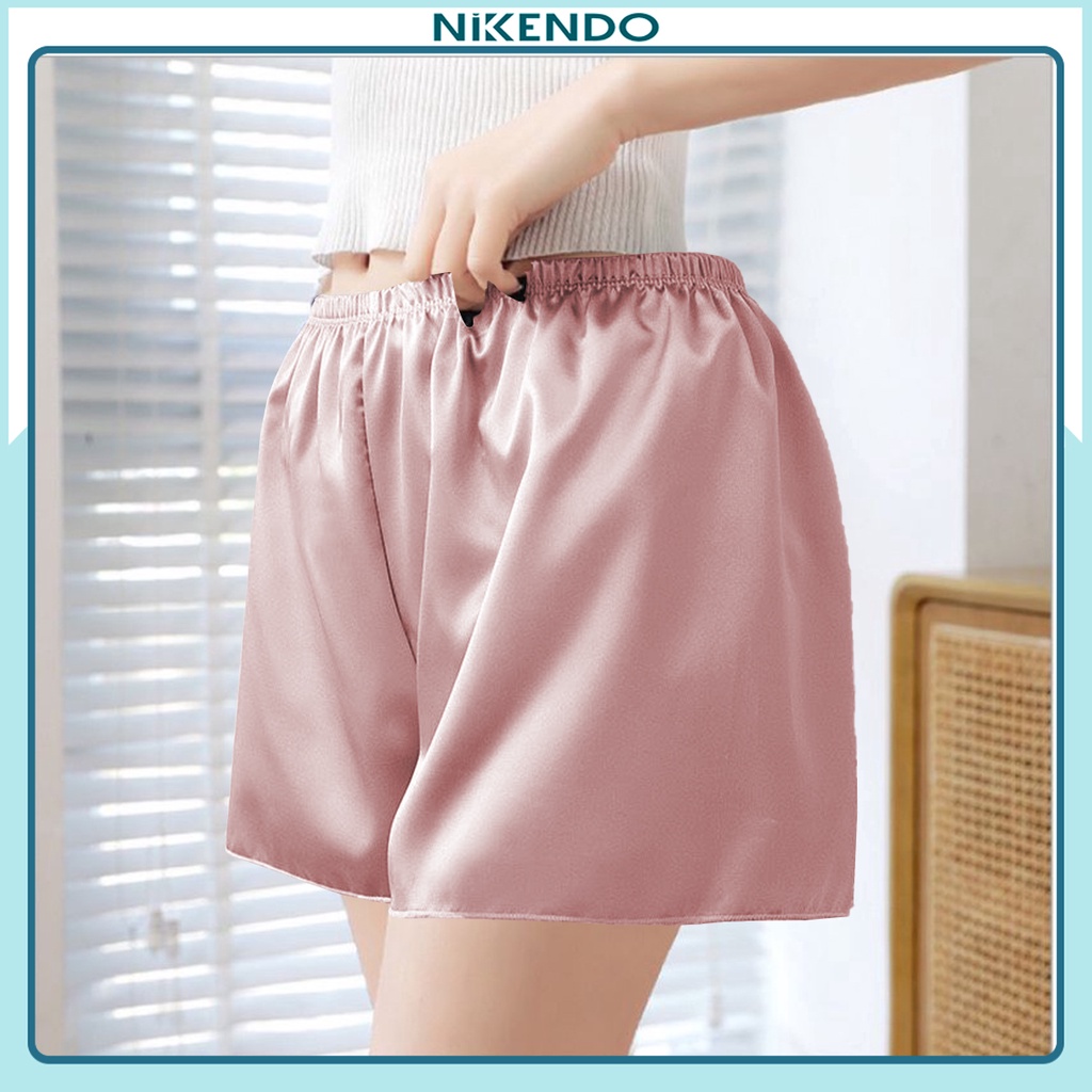 Quần Đùi Nữ Lụa Satin Cao Cấp, mặc Ngủ, mặc Trong váy Chất Lụa Mềm, mịn,mát Nikendo QĐ1