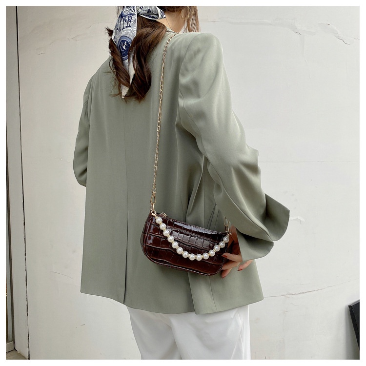 IELGY Túi Đeo Vai Đính Ngọc Trai Giả Phong Cách Phương Tây Thời Trang Cho Nữ