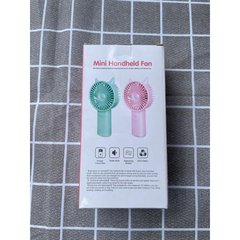 Quạt mini cầm tay dùng pin AA - Quạt mini cầm tay tiện dụng có tai thỏ siêu cưng - Hàng y hình 100% Hình do shop chụp
