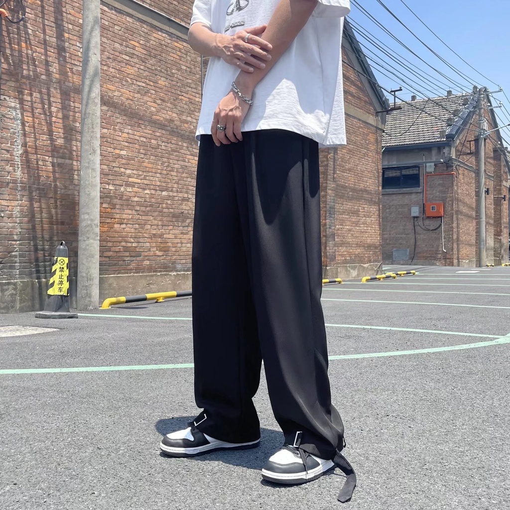 Quần Kaki Ống Rộng Lưng Thun Thoải Mái Phong Cách Hip Hop Đường Phố Hàn Quốc Cỡ M-2XL Cho Nam