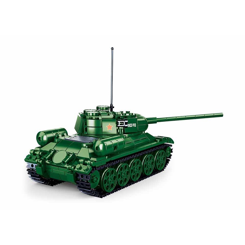 Đồ chơi Lắp Ráp Xe Tăng T-34 Liên Xô Thế Chiến II, Sluban 0982 M38 Xếp hình thông minh Tank T34