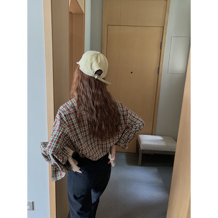 Áo sơ mi nữ Kẻ sọc caro dài tay Retro Cổ điển  Form rộng Sơ mi nữ Thu Đông Cao cấp Ulzzang Hàn Quốc Thời trang