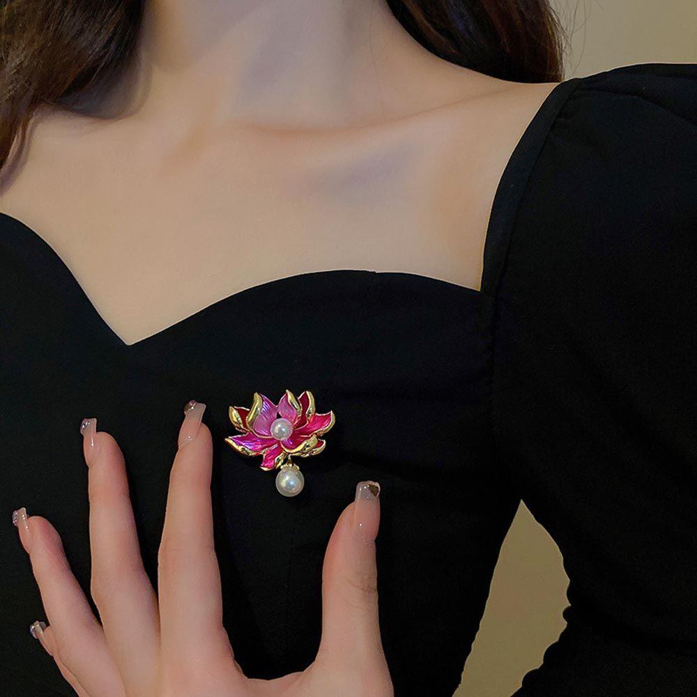 QQMALL Ghim CàI ÁO HìNh Hoa Sen Vintage ThờI Trang Cho Nữ