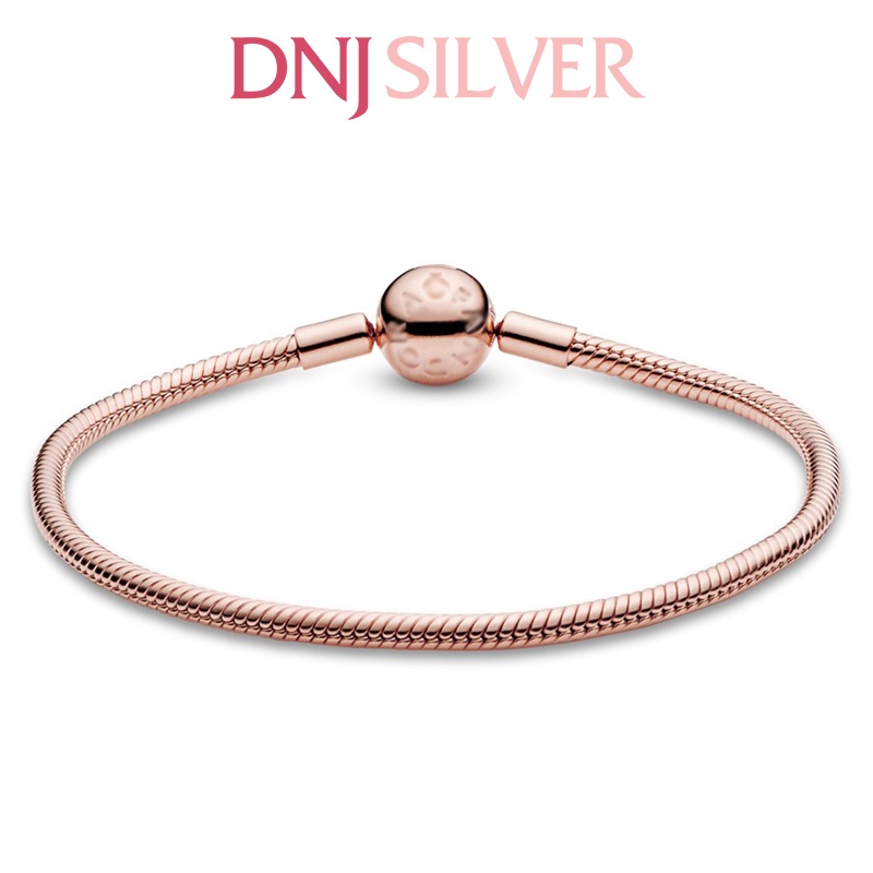 Vòng charm bạc 925 cao cấp - Mẫu vòng Snake Chain Bracelet Rose Gold, có thể mix thêm hạt charm vào vòng theo ý thích