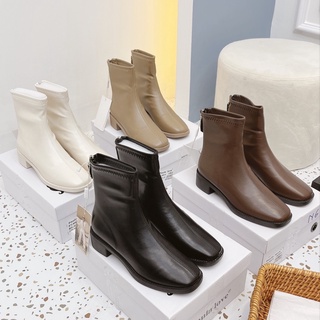 Bốt boot lửng da lì đế dẻo khoá sau fullbox hàng quảng châu cao cấp