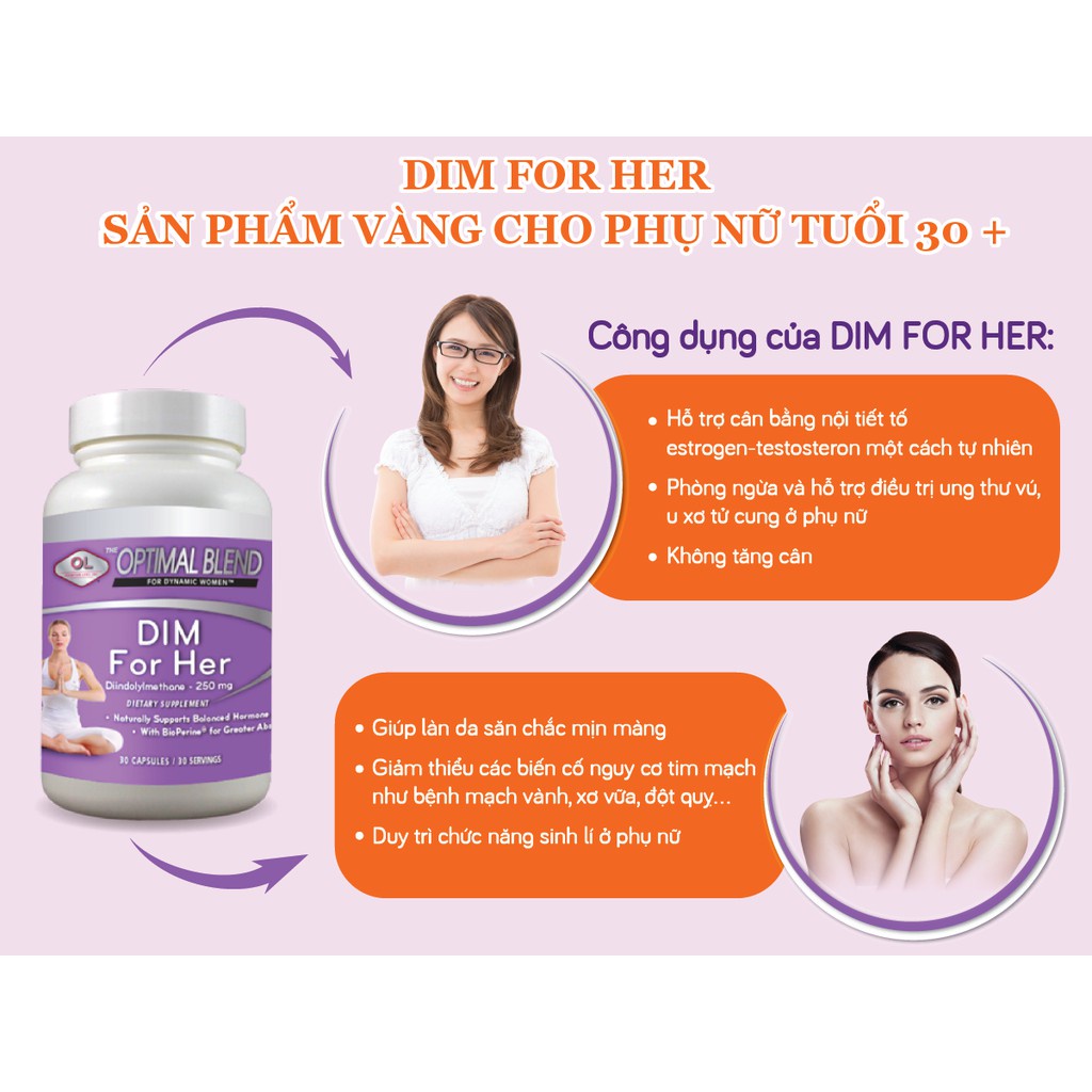 Viên Uống Hỗ Trợ Cân Bằng Nội Tiết Tố Dim For Her Olympian Lab Lọ 30 Viên