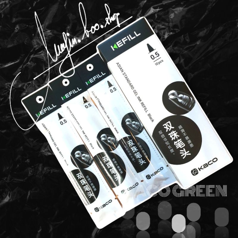 Ruột bút bi gel KACO PURE màu đen  vỏ mới