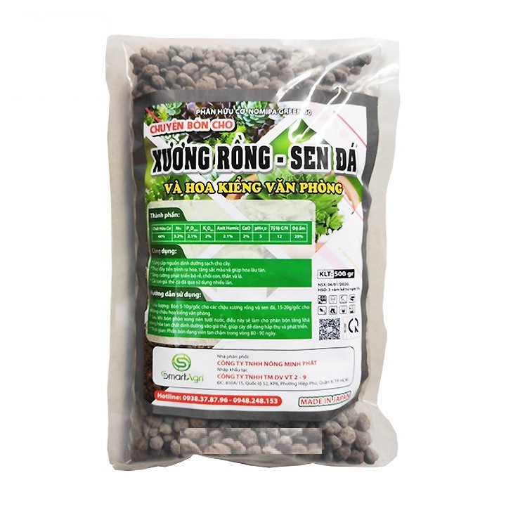 NOMIPA GREEN 60 500gram Phân bón hữu cơ tan chậm Nhật chuyên dùng cho xương rồng, sen đá và hoa kiểng văn phòng