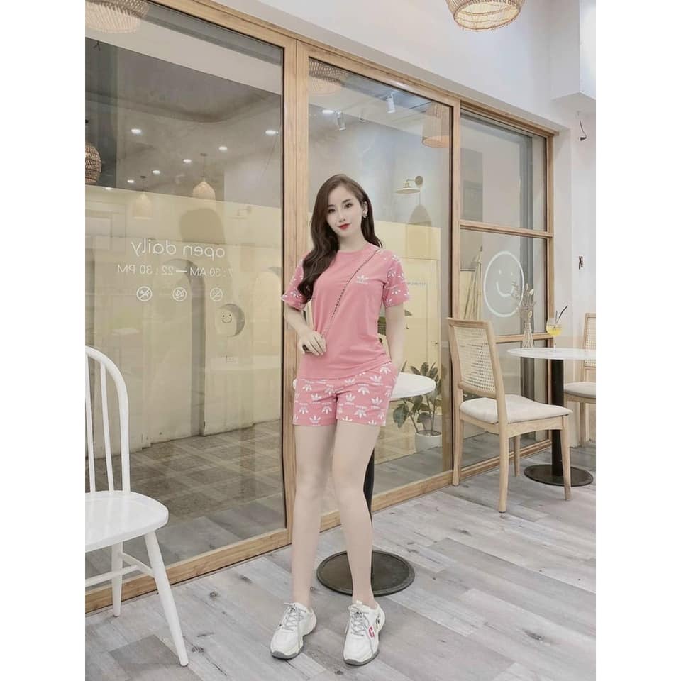 Bộ Đùi Nữ logo thêu chất cotton mát mềm mặc nhà đi chơi trẻ trung sang trọng