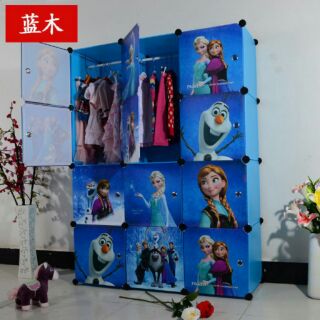 tủ quần áo 12 ô màu xanh elsa