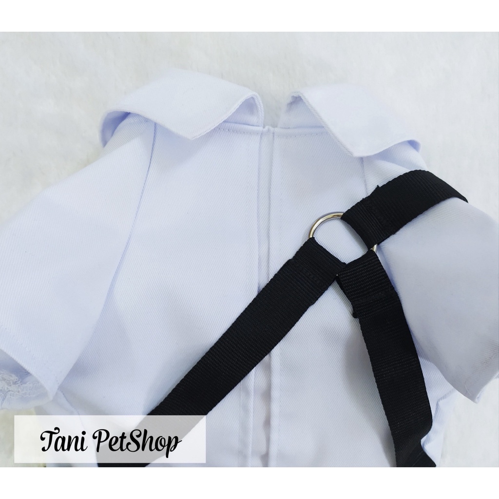 Áo Sơ Mi Trắng Kèm Túi Đeo Chéo Cho Chó Mèo - Quần Áo Thú Cưng