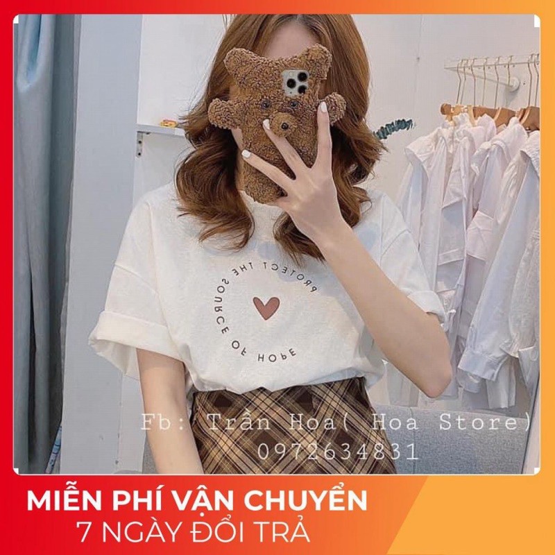 Sét Áo Tim Trắng Mix Cvay Kẻ Nâu Siêu Hót [ 𝐅𝐑𝐄𝐄 𝐒𝐇𝐈𝐏 ] Áo Chất Cotton Tàu L1 Cực Đanh Đẹp Mát