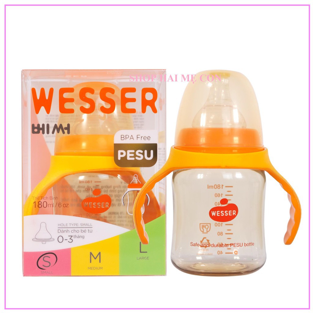 BÌNH SỮA CỔ RỘNG WESSER PPSU 180ML