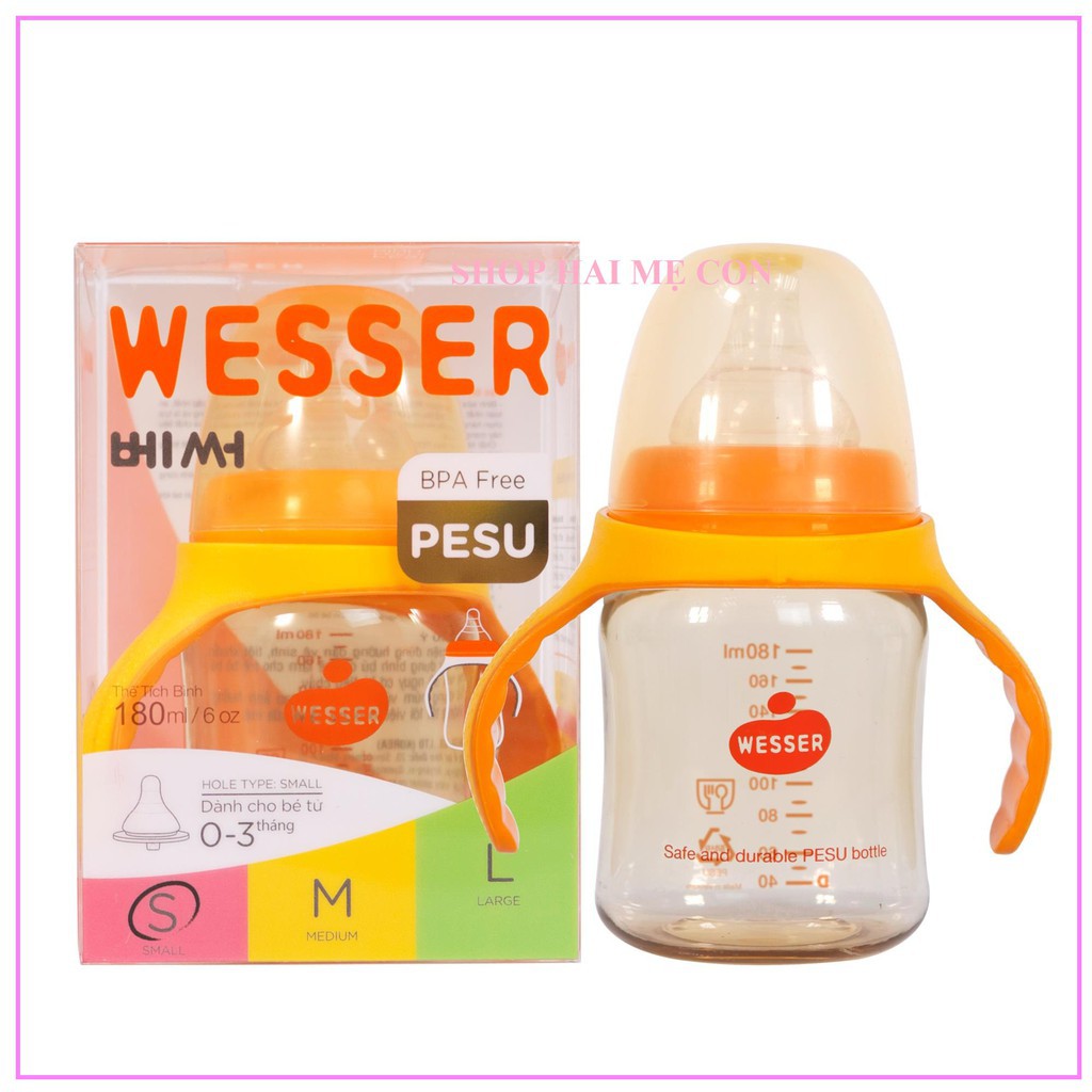 BÌNH SỮA CỔ RỘNG WESSER PESU 180ML