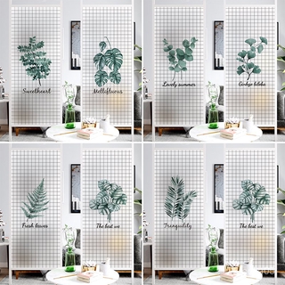 Decal dán kính mờ hoạ tiết lá cây xanh