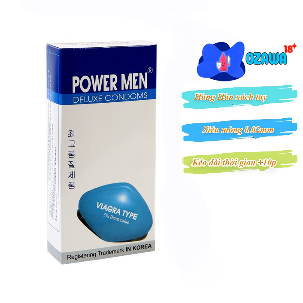 [Sản Phẩm Cao Cấp] Bao Cao Su Chống Xuất Tinh Sớm Power Men Viagra Kéo Dài Quan Hệ Nhập Khẩu Chính Hãng Hộp 12 Chiếc