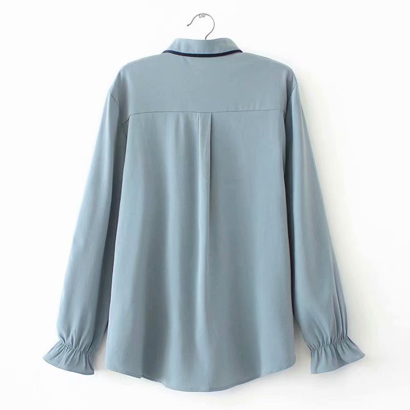 ÁO SƠ MI CHIFFON PHONG CÁCH TÂY ÂU CỘT NƠ CỔ ÁO 65-95KG - A134