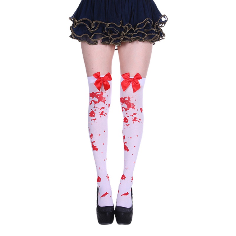 Vớ Dài Qua Gối Màu Máu Hóa Trang Halloween Cho Nữ