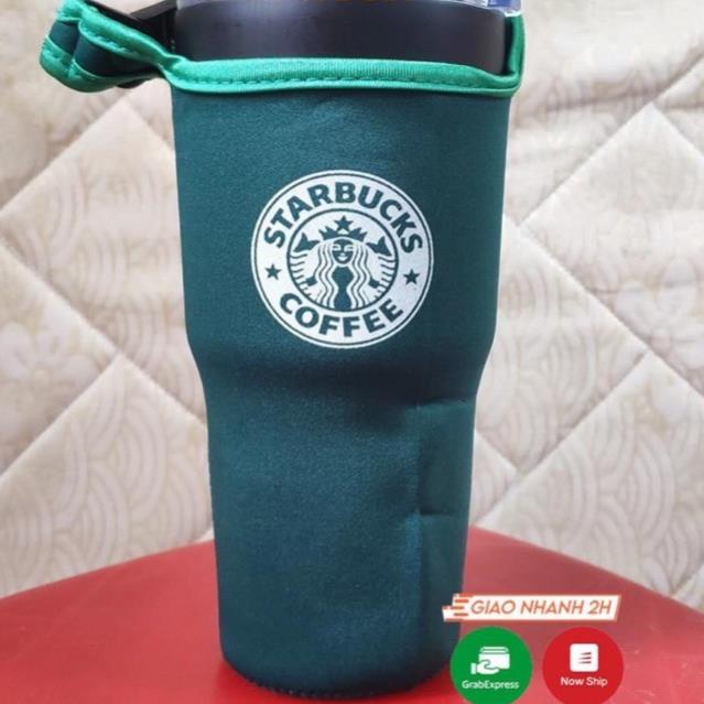 Túi Đựng Bình - Ly Giữ Nhiệt Starbuck Màu Xanh Rêu phù hợp bình 900ml