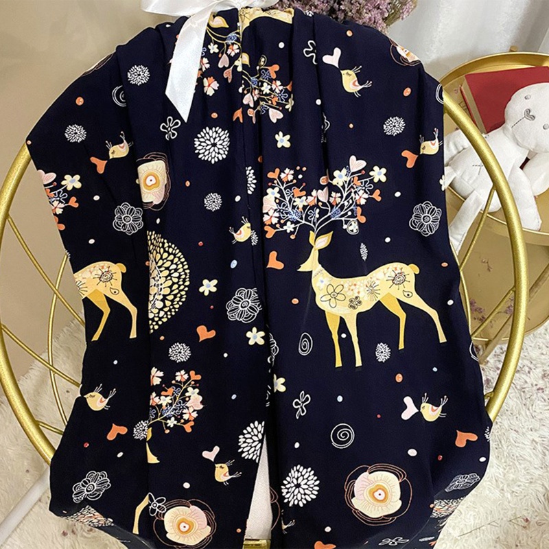 Quần Ngủ Ống Rộng Lưng Cao In Họa Tiết Hoa/Động Vật/Dâu Tây Phối Nơ Xinh Xắn Cho Nữ