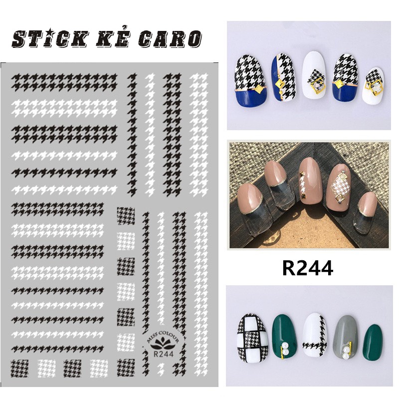 Stick kẻ caro design móng cực đẹp