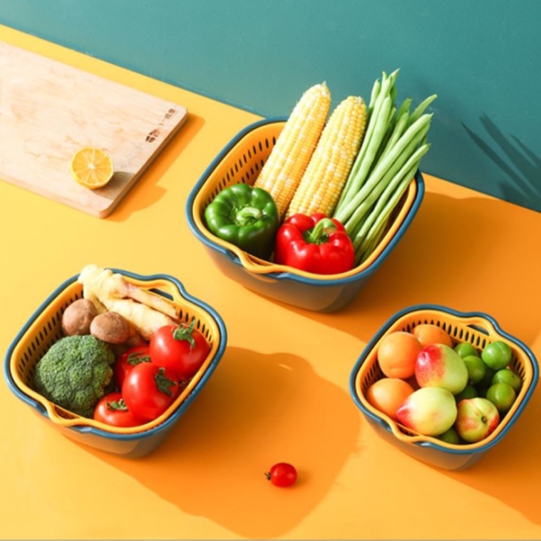 Bộ Chậu Rổ Nhựa 6 Món Đa Năng Đựng Thực Phẩm Rau Củ Quả