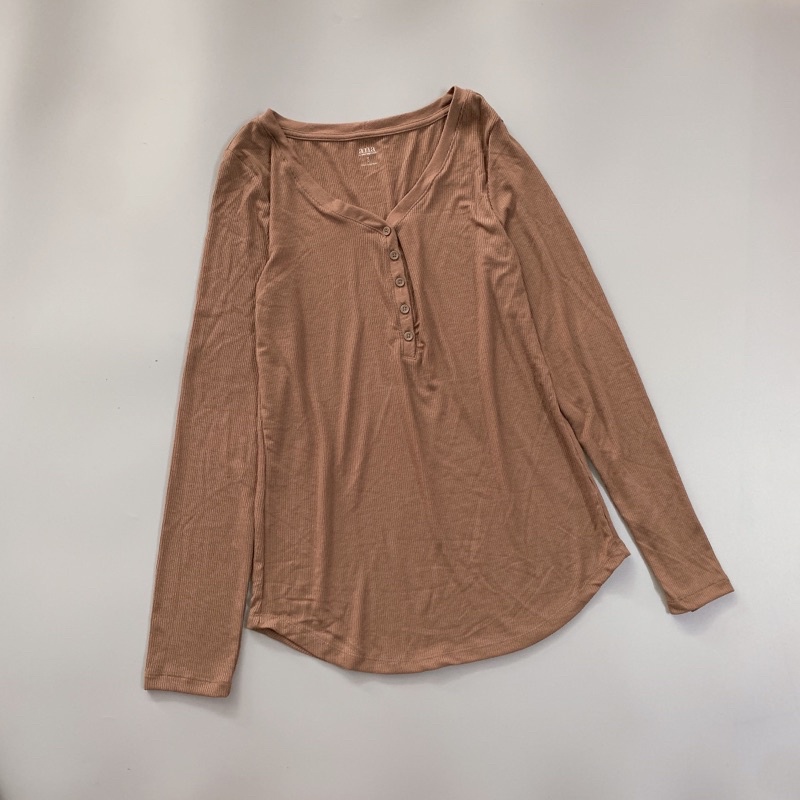 Áo Ana tay dài cổ nút thun gân xuất xịn