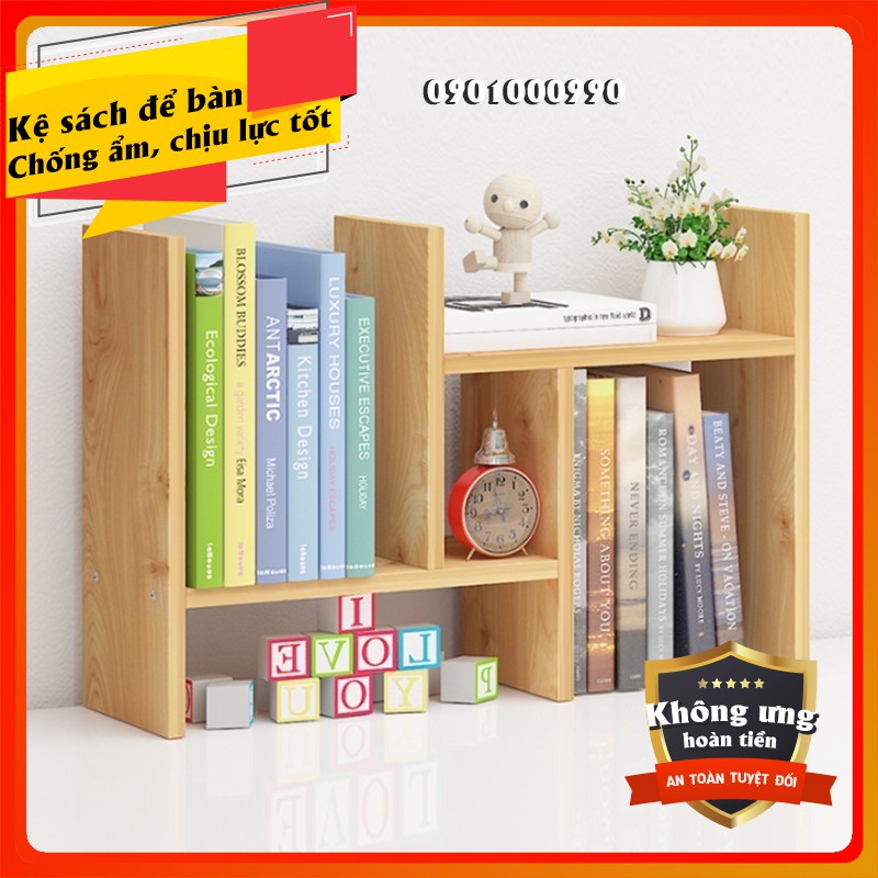 ⚡RẺ VÔ ĐỐI⚡Kệ sách để bàn gỗ đa năng - Loại mini 5 ô - 6 thanh - Lắp ghép tiện lợi tháo lắp