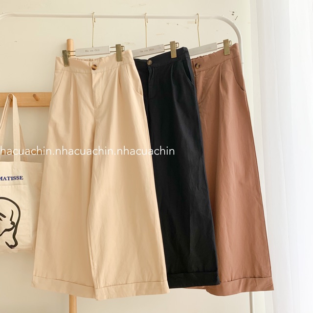 Quần vải ống suông rộng
