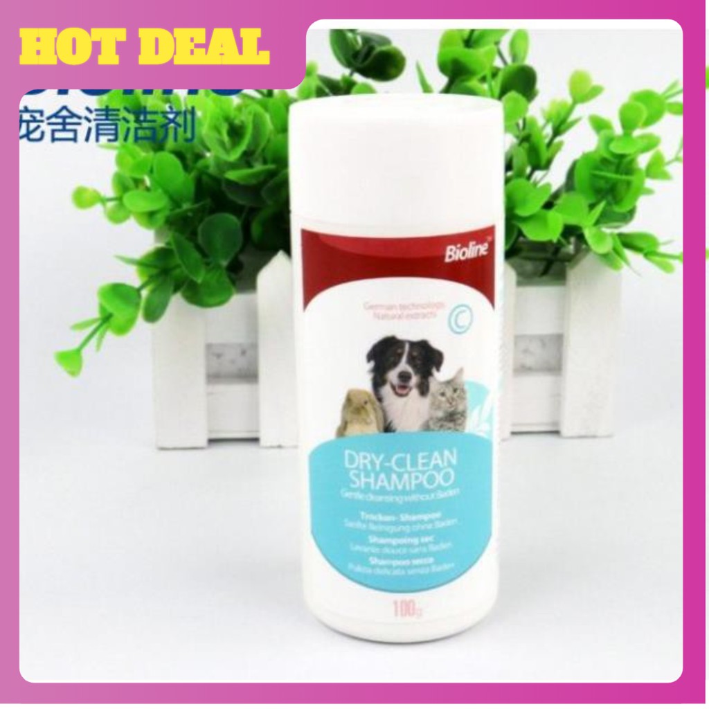 [Mã 44FMCGSALE1 giảm 10% đơn 250K] Phấn tắm khô hương nước hoa Bioline Dry cho chó mèo 100ml