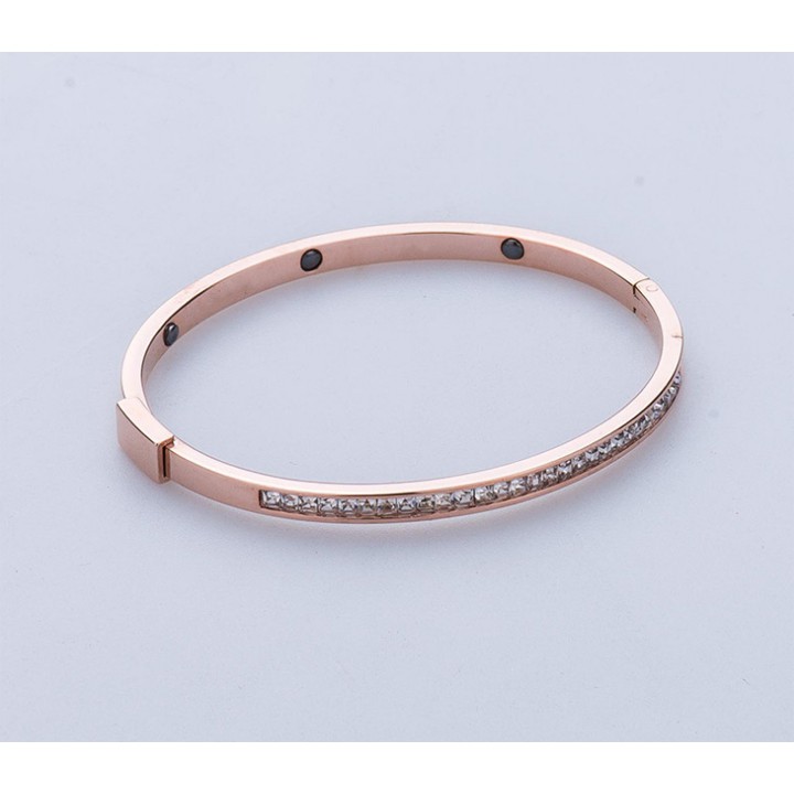 Vòng tay nữ titan cao cấp  đính 1 hàng đá siêu đẹp, bền màu, hợp thời trang