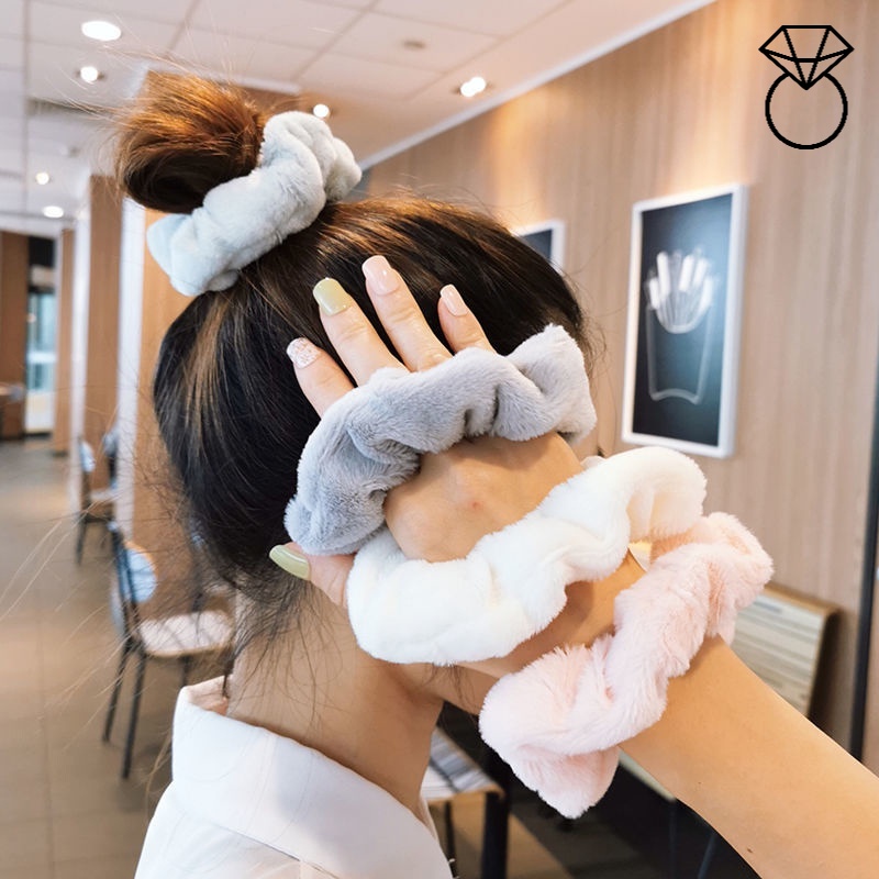 Dây buộc tóc vải len mềm co giãn thời trang cho nữ tùy chọn màu sắc