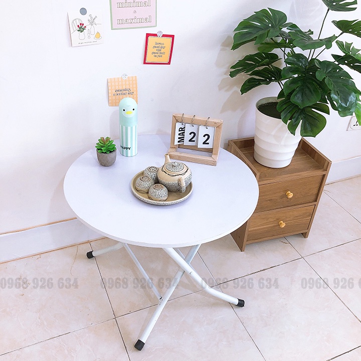 Bàn tròn FREESHIP Bàn trà đường kính 60cm - Bàn ăn gấp gọn  - Bàn cafe decor nhà cửa xinh xắn